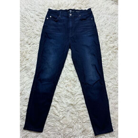 Women’s 7 for all Mankind Dark Blue Skinny Stretch Jeans Size 30 - Picture 1 of 12